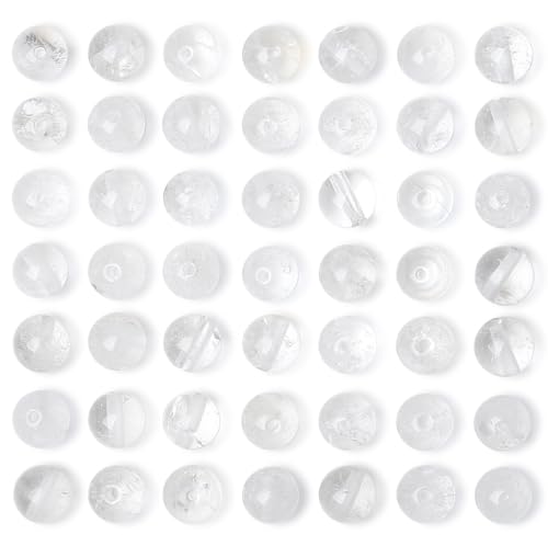 QINJIEJIE 60PCS Clear Crystal Beads 8mm Natural Stone Beads Round Loose Gemstone Bead for Bracelet Beading Crystal Jewelry Making DIY Necklace Earrings 0.32" - color: Clear Crystal, size: 60PCS