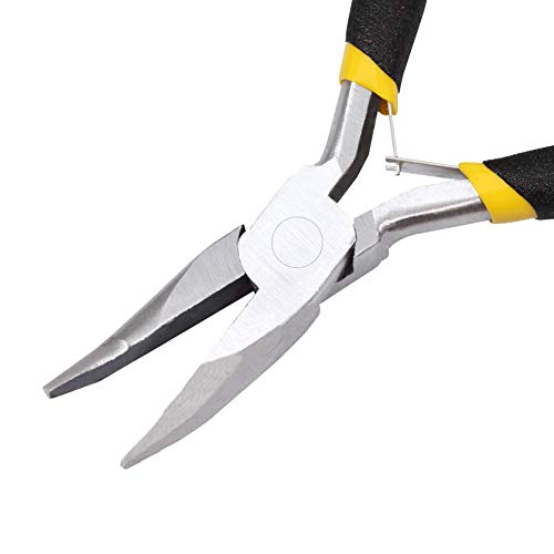 Mini Bent Nose Pliers for Jewelry Making 5 Inch Smooth Jaw Micro Beading Pliers Precision Handcraft DIY Hand Tool - size: Bent Nose