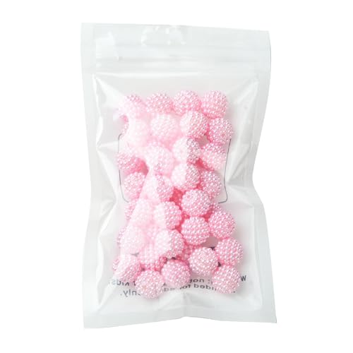 40pcs Round Acrylic Berry Beads, 12mm Large Chunky Bubblegum Beads Loose Spacer Ball Bead for Jewelry Making Earrings Necklaces Bracelets DIY Beading Crafts, Pearl Pink - color: Pearl Pink