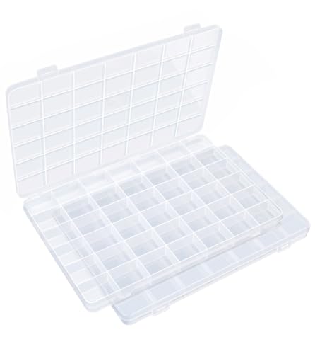 IOOLEEM 42 Grids Plastic Bead Organizer Box, Organizer Container Storage Box, Dividers for bead arts and crafts.(2 Pack) - color: Clear, size: 42 Grids (2 pack)