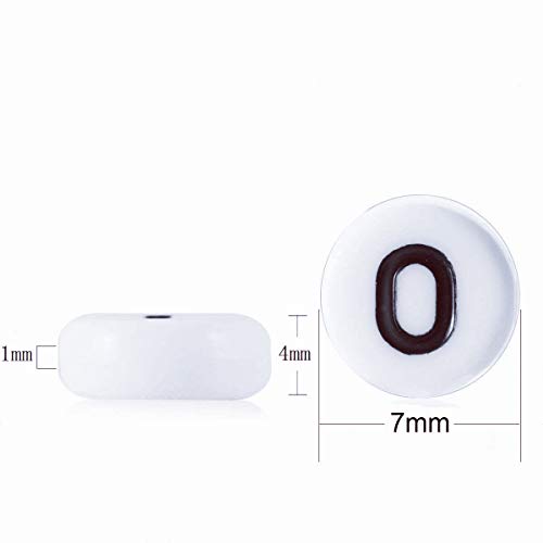 Amaney 600pcs White Acrylic Number Beads 0-9 Symbol # Heart with Storage Box 7x4mm - color: WhiteBoxed, size: 7x4mm