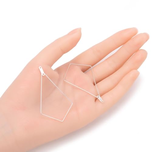 Adabele 100pcs Hypoallergenic Silver Kite Shape Beading Hoop Link Jewelry Findings Connector Component for DIY Craft Earrings Jewelry Making CF130-4 - size: Kite-Shaped Hoop (2.3 inch Long)