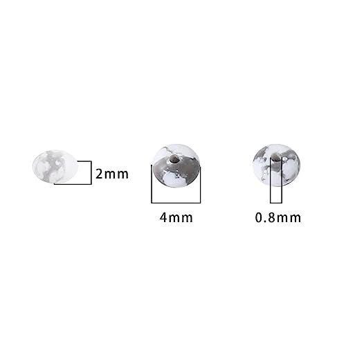 BEADIA Natural White Howlite Disk Stone Beads 4x2mm 160pcs Rondelle Loose Semi Gemstone Beads for Jewelry Making Design - color: White Howlite