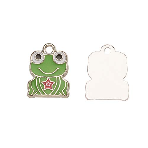 Craftdady Enamel Dangle Charms Pendant Food Animal Flower Cute Charms Colorful Metal Fruit Pendants Hang Ornament for Craft Bracelet Necklace Earring Key Chains Jewelry Making - color: Green Frog