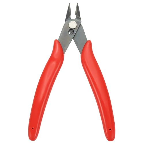 HARFINGTON 5" Flush Cut Pliers Small Precision Wire Cutter Side Cutter Diagonal Cutting Pliers for Jewelry Model Electronic 3D Print, Red - color: Red