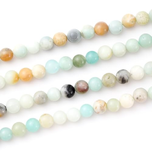 6mm 60pcs DIY Natural Amazonite Stone Beads Round Healing Crystal Gemstone Loose Beads for Jewelry Making Handmade Bracelet Necklace - color: Amazonite, size: 6mm