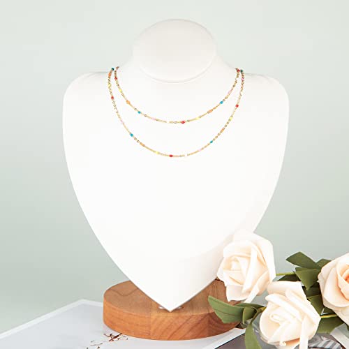UMAOKANG 33 Feet/10 Meters Colorful Beaded Stainless Steel Jewelry Chains Gold Plated Cable Link Chain for Jewelry Making with 10 Lobster Clasps and 30 Jump Rings - color: Colorful Bead-Gold