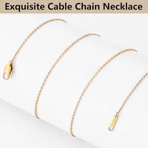 Gacimy Chain Necklace for Women, 14K Gold Plated/Silver Tone Cable Chain for Women, 1.1/1.3mm Thin Dainty Necklace Chains 16-24 Inch - size: 24 Inches, style: 1.1mm Gold
