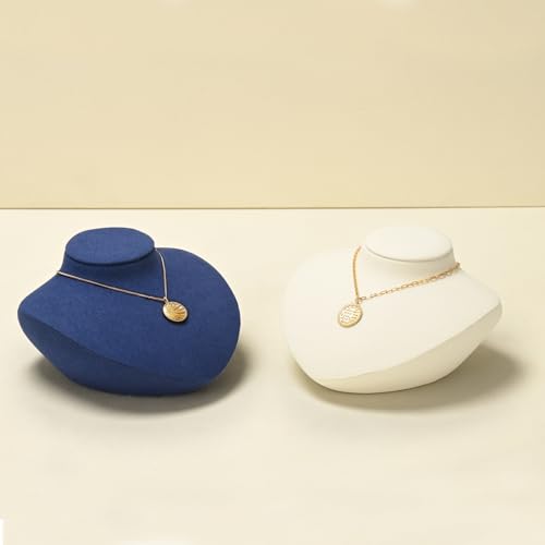 Microfiber Jewelry Bust Display Necklace Pendant Small Jewelry Necklace Display Stand for Showcase(Blue) - color: Blue