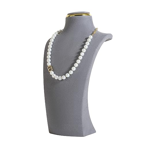 Grey necklace display stands for selling, Velvet necklace storage organizer, Necklace mannequin jewelry bust holder for boutique store【Grey-Medium height 10.2 inch】 - color: Grey, size: Medium