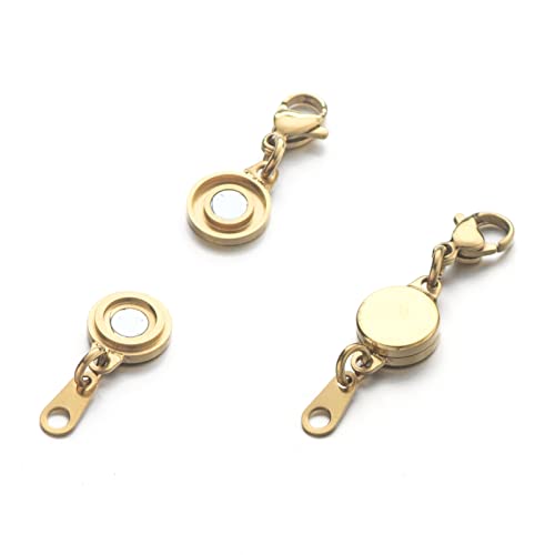 Zpsolution Stainless Steel Magnetic Clasps for Jewelry, 18K Gold Plated Magnetic Jewelry Clasps for Necklaces Bracelet Extender Jewelry Making - color: Gold