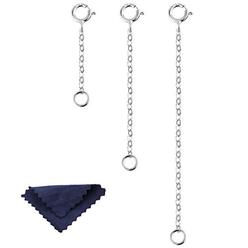 Neckalce Extenders White Gold Plated 925 Sterling Silver Chian Extension Necklace Bracelet Anklet Extenders Jewelry for Crfat（1 2 3 inch） - color: A-White Gold（1 2 3 inch）