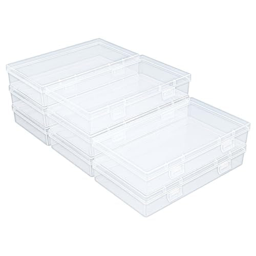 8 Pack Rectangular Clear Plastic Storage Containers Box with Hinged Lid for Beads and Other Small Craft Items (6.5 x 3.74 x 1.18 inch) - size: 6.5 x 3.74 x 1.18 inch