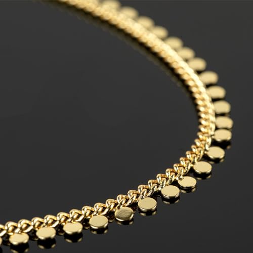 YOUBEIYEE 9.8 Feet 18K Gold Plated Brass Jewelry Chains Bulk Twisted Curb Link Chain Roll Shiny Sequin Waist Chain DIY for Women Jewelry Supplies Findings - color: Sequin