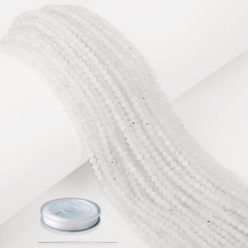 AD Beads Natural Gemstone Diamond-Cut Micro-Faceted 4mm Small Round DIY Necklace Bracelet Jewelry Making Beads (Moon Stone) - color: Moon stone