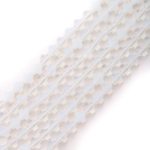 8mm Natural Opal Gemstone Faceted Clovers Beads Four-Leaf Spacer Loose Beads for DIY Jewelry Making Beads - color: Opal