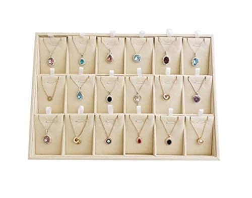 Beige Velvet Jewelry Display Box Tray Pendant Necklace Stackable Trade Show Store Multi Function (Pendants) - color: Pendants