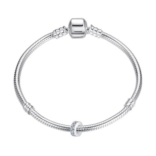 Clip Stopper Charms Sterling Silver Rondelle Spacer Bead Charm Stopper Charm for Pandora Charm Bracelets - color: White（1pcs）