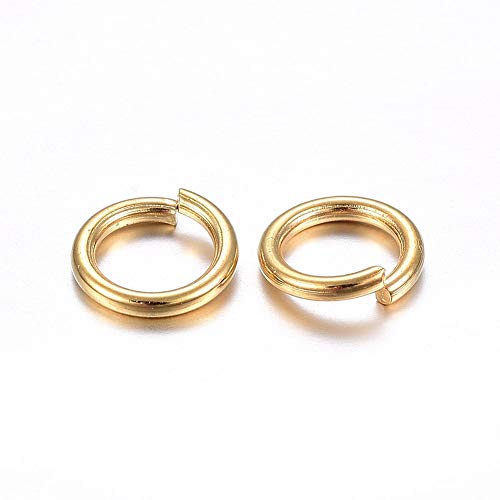 HDSupplies 100 Pieces - 304 Gold Tone Stainless Steel Jump Rings - 10mm - 18 Gauge (1mm Thickness) - color: Gold Tone Stainless Steel, size: 10mm / 1mm Thick / 18 Gauge