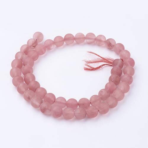 45Pcs Cherry Quartz Beads 8mm Round Natural Gemstone Beads Frosted Spacer Loose Bead for DIY Craft Bracelet Necklace Earrings Jewelry Making Supplies - color: Cherry Quartz-Frosted