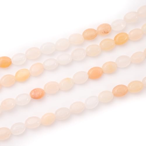 6×8mm Natural Pink Aventurine Gemstone Loose Beads Flat Oval Healing Crystal Loose Stone Beads for Jewelry Necklace Bracelet Earring Craft - color: Pink Aventurine