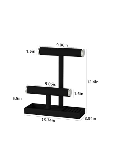 Bracelet and Necklace Holder,Velvet Jewelry Necklace Display Organizer Stand,bracelet Holder for Selling,Bracelet and Necklace Storage Tree (Style 2（Black+ Metal lid）) - style: Style 2（Black+ Metal lid）