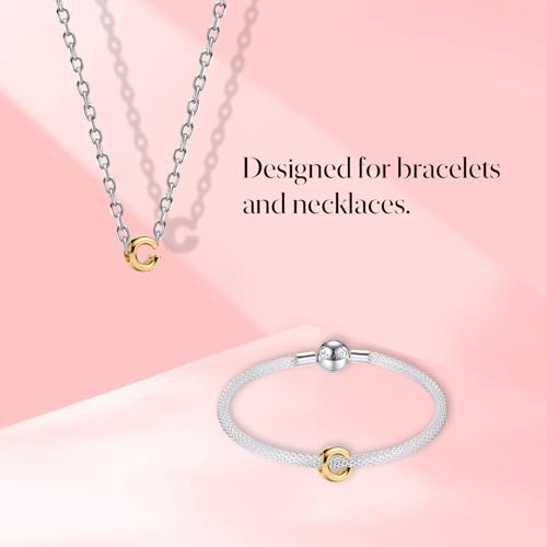 S925 A-Z Bead Charms,Initial Letter Alphabet, 14K Gold Plated, for Bracelet Necklace, Gift for Mothers Nurses Day Graduation Birthday Anniversary, for Girlfriend Family Friend, for Pandora - style: C