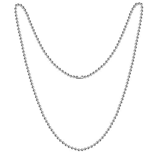 SUMERSHA 50 Pack Ball Chain Necklaces 30 inch Stainless Steel #3 2.4mm Bead Pull Chain - size: 30 inch Stainless Steel