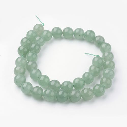 36Pcs Natural Green Aventurine Beads 10mm Round Gemstone Beads Smooth Stone Loose Bead for DIY Bracelets Necklace Earrings Jewelry Making - color: Natural Green Aventurine, size: 10mm