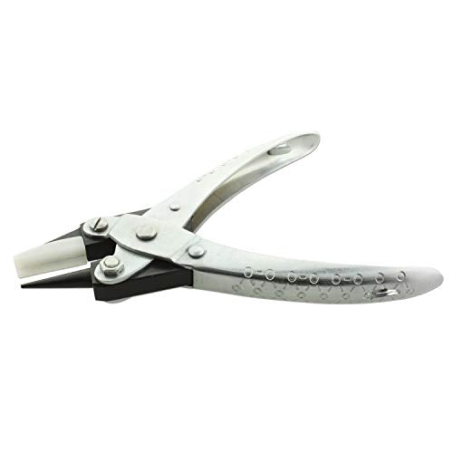 The Beadsmith Round Nose/Nylon Flat Nose Parallel Pliers, 5.5 inches (140mm) Steel Tool for Jewelry Making, with Spring - style: Round/Nylon Flat Jaw - 140mm