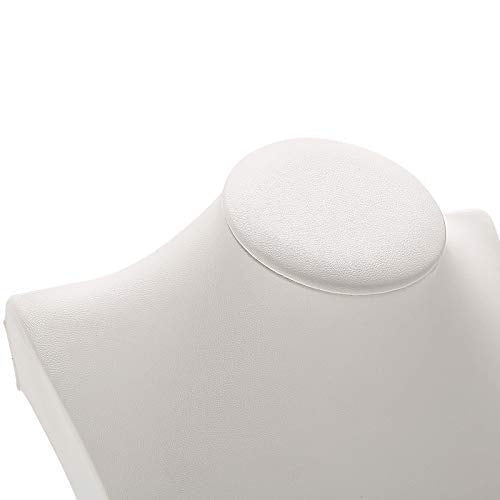 Polmart H3 Necklace Display Bust (White Leatherette, 11 ⅞”H) - color: White Leatherette, size: 11⅞"H