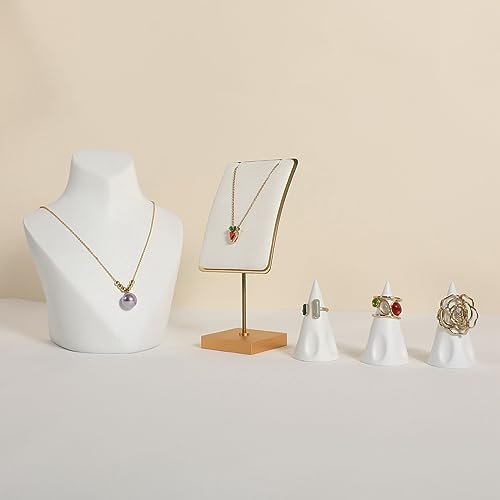 White jewelry necklace display for sale, gold necklace and earring holder, velvet jewelry organizer necklace hanger【White】 - color: White