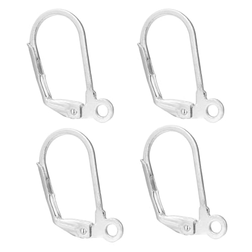 20pcs Adabele Hypoallergenic Tarnish Resistant 19mm Earring Hooks Strong Leverback Ear Wire Open Jump Ring Sterling Silver Plated for DIY Craft Earrings Jewelry Making BF195 - color: Silver/design #2, size: 19mm (0.75 inch) - 20pcs
