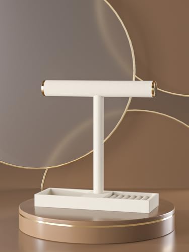 Bracelet and Necklace Holder,Velvet Jewelry Necklace Display Organizer Stand,bracelet Holder for Selling,Bracelet and Necklace Storage Tree (Style 1（Beige+ Metal lid）) - style: Style 1（Beige+ Metal lid）