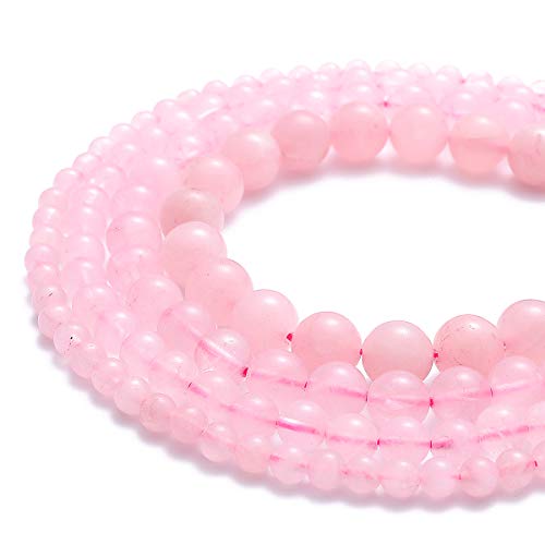 BEADIA Natural Rose Quartz Crystal Stone Round Loose Semi Gemstone Beads for Jewelry Making 8MM 44PCS - color: Rose Quartz Crystal, size: 8mm