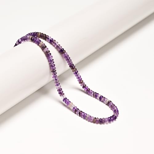 ICAI 2x4mm Natural Amethyst Rondelle Beads – Loose Gemstone Spacers for DIY Jewelry Making - color: Amethyst, size: 2x4