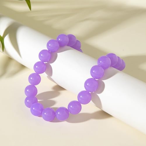 Colorful Chunky Beaded Necklace for Women Acrylic Bead Choker Necklaces Fashion Large Round Beads Necklaces for Women Handmade Summer Jewelry - color: Purple Beaded Necklace