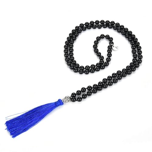 Adabele Premium 108 Mala Beads Malas Necklace - Natural Healing Gemstone Tibetan Buddhist Japa Prayer Meditation Reiki Chakra Stone Quartz Rock Women Men Jewelry - style: Grade A Black Tourmaline
