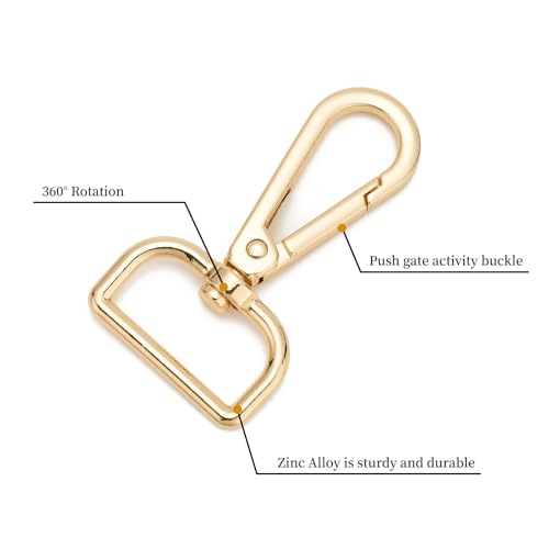 9 Pcs D Ring Swivel Lobster Claw Clasp Push Gate Snap Hooks Trigger Clips for DIY Crafts Keychain Purse Handbag Making,1 Inch Glod - color: 1" Glod 9pcs, size: 1"