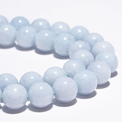 6mm Natural Aquamarine Gemstone Beads Polished Round Smooth Stone Beads for Bracelets Jewelry Making 15inch Loose Beads - color: Aquamarine, size: 6mm