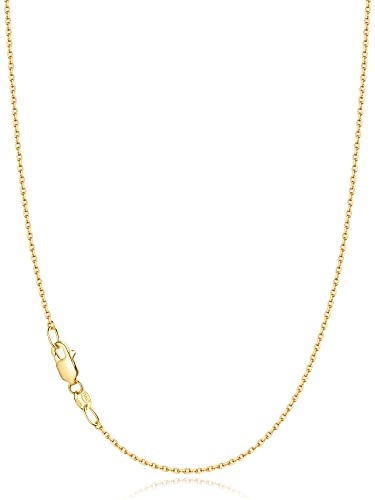 Jewlpire 18k Gold Plated 925 Sterling Silver Chain Necklace for Women, 1.1mm Cable Chains Necklace Thin & Dainty & Sturdy Women's Chain Necklaces, 14/16/17/18/20/22/24 Inches - color: 18K Gold Plated, size: 22 Inch
