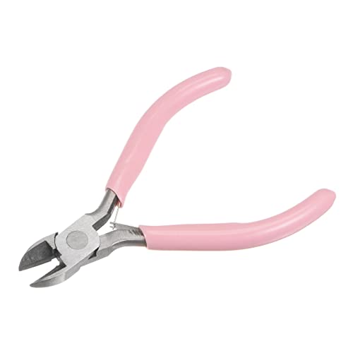 HARFINGTON Wire Cutters 4.5 Inch Diagonal Cutting Side Precision Pliers with Pink Plastic Handle for DIY Crafts Jewelry Making