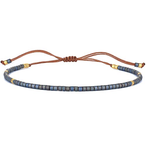 KELITCH Adjustable turquoise bead bracelet single color knitting friendship bracelet fashion jewelry daily wear gift (28 color selection) - color: Grey 04I
