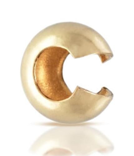 400pcs Crimp Bead Knot Cover End Caps 3mm (0.12 Inch) Small Crimp Cover 18K Yellow Gold Plated Copper Brass for DIY Craft Jewelry Making CF8-3 - color: Gold, size: 3mm (0.12 inch) - 400pcs