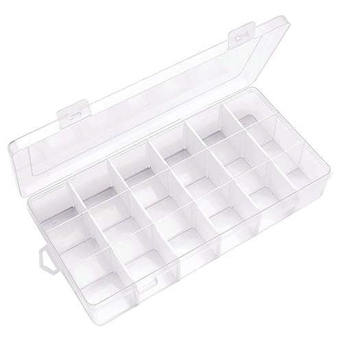IOOLEEM 18 Grids Adjustable Dividers Plastic Bead Organizer Box, Organizer Container Storage Box, Dividers for Bead Arts and Crafts. - color: Clear, size: 18 Grids Adjustable (1 pack)