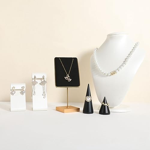 Black velvet necklace stand, gold necklace hanger, small metal jewelry stand for earrings and necklaces【Black】 - color: Black