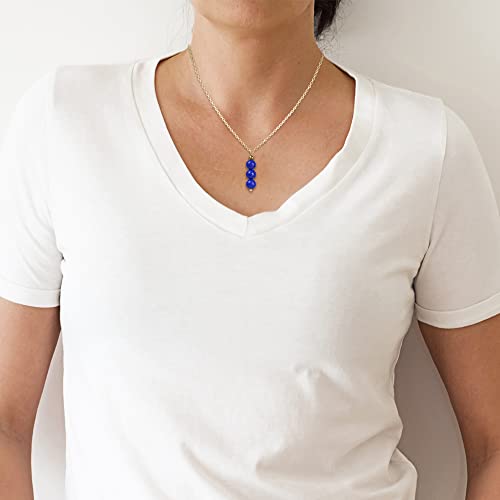 SmileBelle Crystal Necklace, Jade Necklace for Women as Anniversary Birthday Mothers Day Gifts for Women 14k Gold Black Tourmaline as Birthstone Jewelry for Girls Dainty Crystal Jewelry - color: Lapis Lazuli