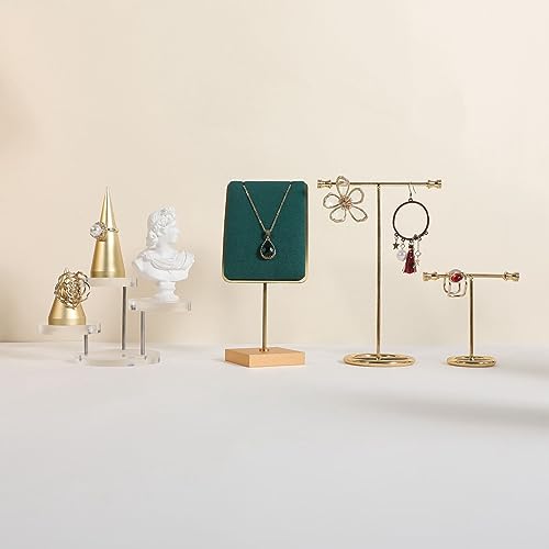 Green necklace holder small jewelry stand, Velvet necklace display stand for selling, metal jewelry organizer necklace hanger【Green】 - color: Green