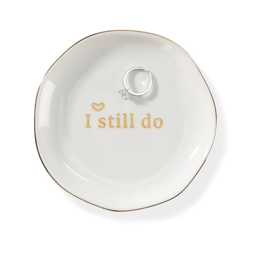 HOME SMILE I Still Do Ring Dish Annniversary Gifts for Women or Wife, Jewelry Dish Holder for Anniversary,Elegant Trinket Tray,Ceramic - style: I Still Do