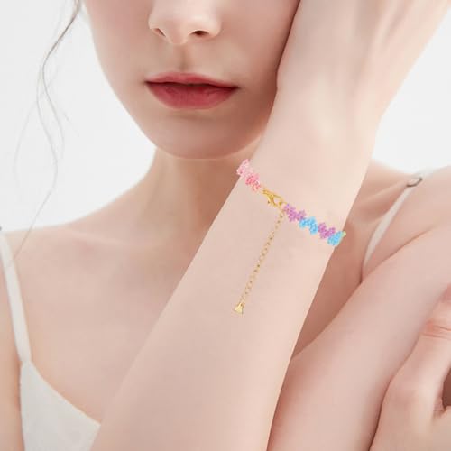 Beebeecraft 1 Box 30Pcs Gold Extender Chains 304 Stainless Steel Chain Extension with Heart Star Oval Charms Bracelet End Curb Chain Extenders for Jewelry Making Bracelets Supplies DIY Craft (58~68mm) - color: Gold-mix Flat
